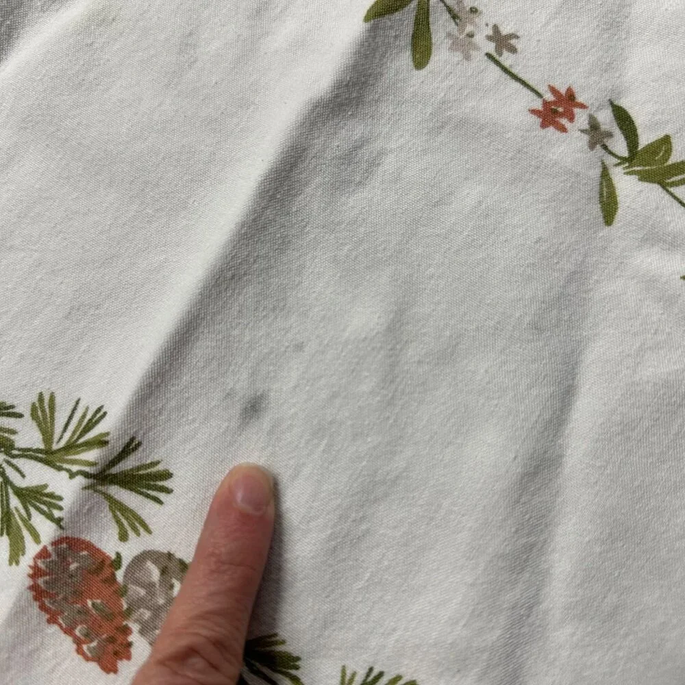 Vintage Floral Tablecloth Cotton Fall Beige Burnt Orange White Kitchen Stains - Picture 3 of 8